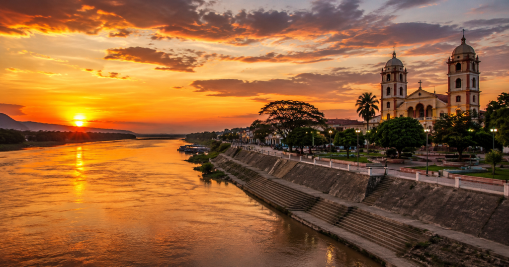 Vista panorámica de Yurimaguas, la Perla del Huallaga, sobre el río Huallaga en la Amazonía peruana